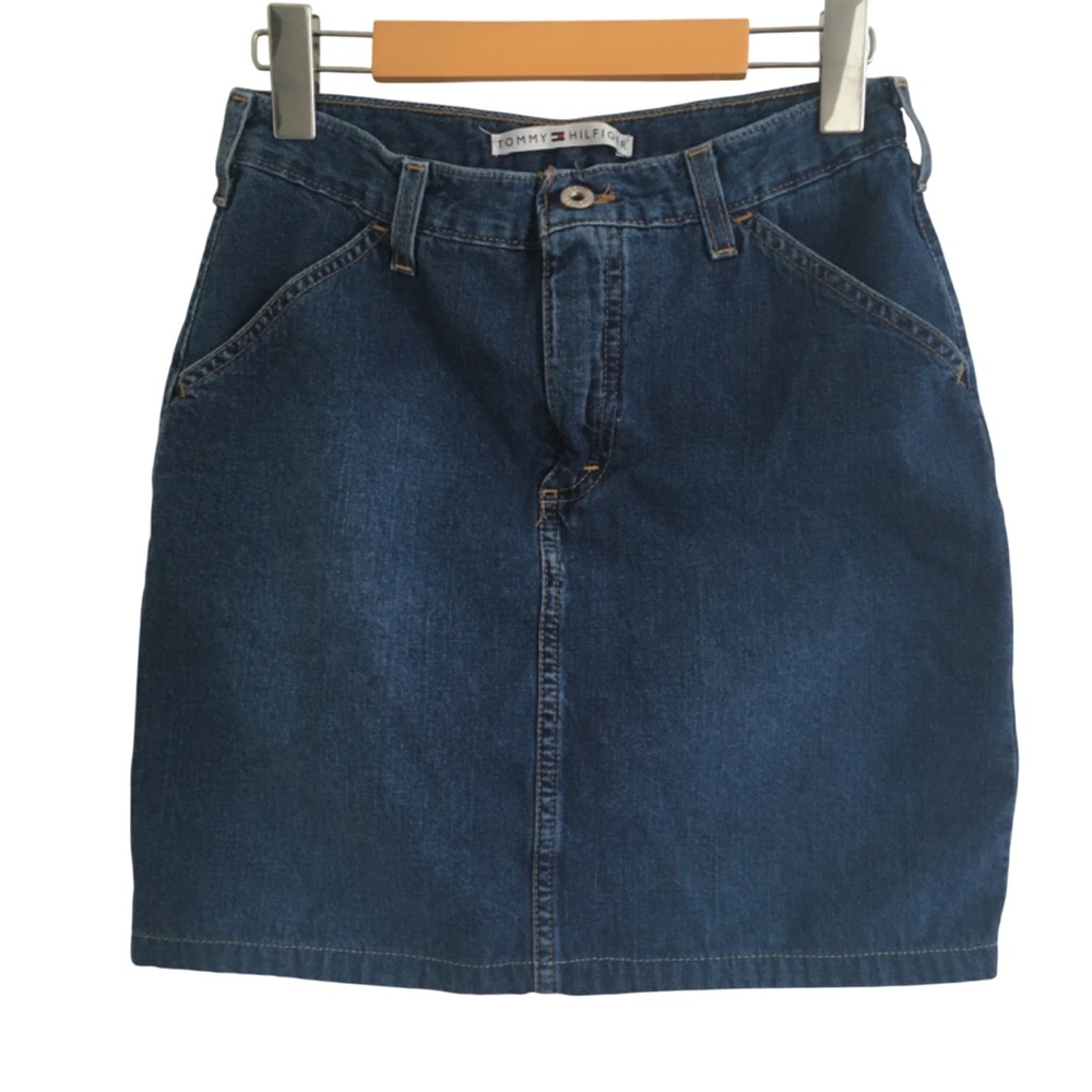 Vintage Denim Mini Skirt Tommy Hilfiger Cotton 80s 90s 2 XS